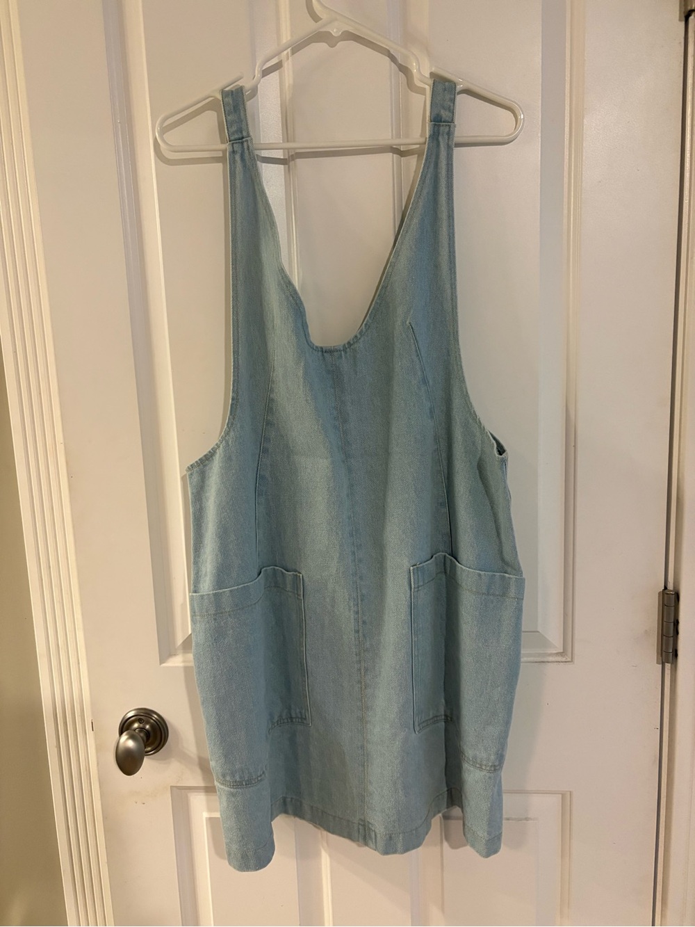 Light Blue Denim Pinafore Jumpsuit - Casual Women's Romper
